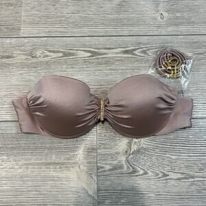 Victoria's Secret Metallic Mauve Shimmer Bandeau Bikini Top 34B NWOT